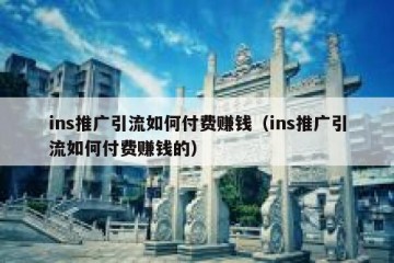 ins推广引流如何付费赚钱（ins推广引流如何付费赚钱的）
