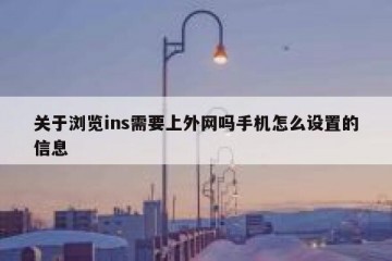 关于浏览ins需要上外网吗手机怎么设置的信息
