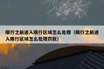 限行之前进入限行区域怎么处理（限行之前进入限行区域怎么处理罚款）