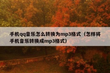 手机qq音乐怎么转换为mp3格式（怎样将手机音乐转换成mp3格式）