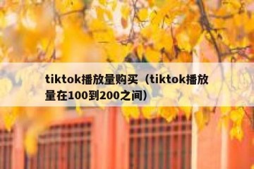tiktok播放量购买（tiktok播放量在100到200之间）