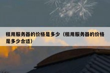 租用服务器的价格是多少（租用服务器的价格是多少合适）