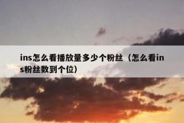 ins怎么看播放量多少个粉丝（怎么看ins粉丝数到个位）