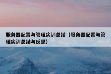 服务器配置与管理实训总结（服务器配置与管理实训总结与反思）