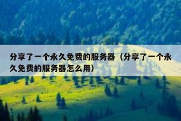 分享了一个永久免费的服务器（分享了一个永久免费的服务器怎么用）