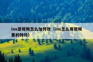 ins录视频怎么加特效（ins怎么用视频里的特效）
