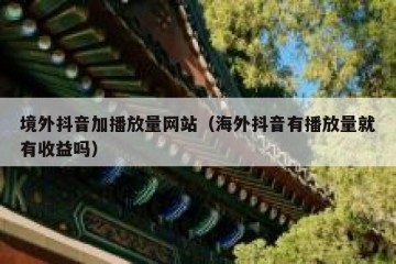 境外抖音加播放量网站（海外抖音有播放量就有收益吗）