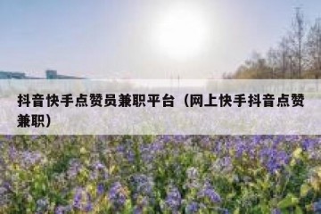 抖音快手点赞员兼职平台（网上快手抖音点赞兼职）