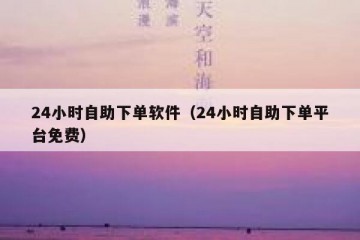 24小时自助下单软件（24小时自助下单平台免费）