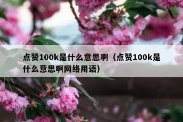 点赞100k是什么意思啊（点赞100k是什么意思啊网络用语）