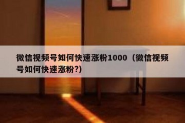 微信视频号如何快速涨粉1000（微信视频号如何快速涨粉?）