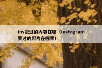 ins赞过的内容在哪（instagram赞过的照片在哪里）