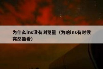 为什么ins没有浏览量（为啥ins有时候突然能看）