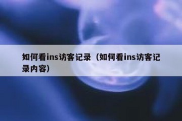 如何看ins访客记录（如何看ins访客记录内容）