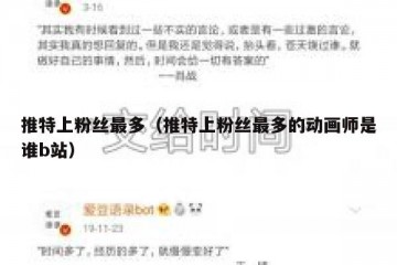 推特上粉丝最多（推特上粉丝最多的动画师是谁b站）