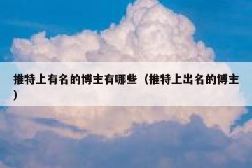 推特上有名的博主有哪些（推特上出名的博主）