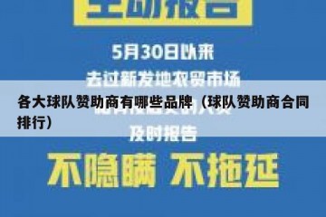 各大球队赞助商有哪些品牌（球队赞助商合同排行）