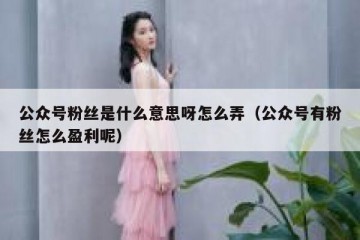 公众号粉丝是什么意思呀怎么弄（公众号有粉丝怎么盈利呢）