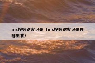 ins视频访客记录（ins视频访客记录在哪里看）