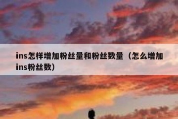 ins怎样增加粉丝量和粉丝数量（怎么增加ins粉丝数）