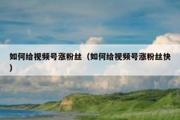 如何给视频号涨粉丝（如何给视频号涨粉丝快）