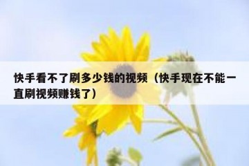 快手看不了刷多少钱的视频（快手现在不能一直刷视频赚钱了）