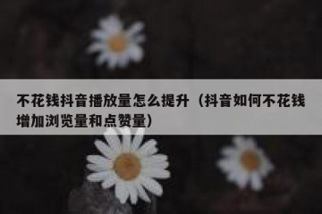 不花钱抖音播放量怎么提升（抖音如何不花钱增加浏览量和点赞量）
