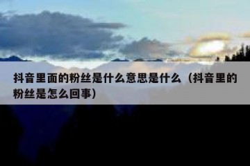 抖音里面的粉丝是什么意思是什么（抖音里的粉丝是怎么回事）
