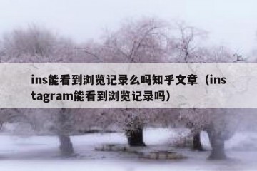 ins能看到浏览记录么吗知乎文章（instagram能看到浏览记录吗）