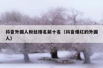 抖音外国人粉丝排名前十名（抖音爆红的外国人）