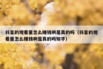 抖音的观看量怎么赚钱啊是真的吗（抖音的观看量怎么赚钱啊是真的吗知乎）