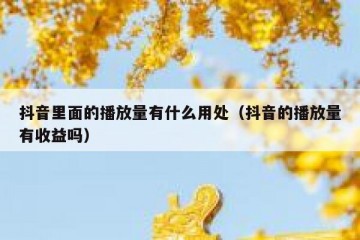 抖音里面的播放量有什么用处（抖音的播放量有收益吗）