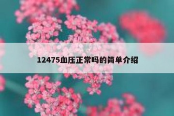 12475血压正常吗的简单介绍