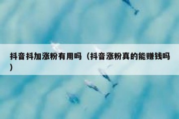抖音抖加涨粉有用吗（抖音涨粉真的能赚钱吗）