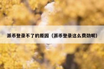 派币登录不了的原因（派币登录这么费劲呢）