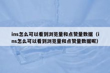 ins怎么可以看到浏览量和点赞量数据（ins怎么可以看到浏览量和点赞量数据呢）