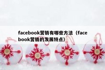 facebook营销有哪些方法（facebook营销的发展特点）