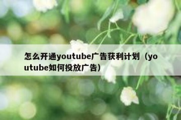 怎么开通youtube广告获利计划（youtube如何投放广告）