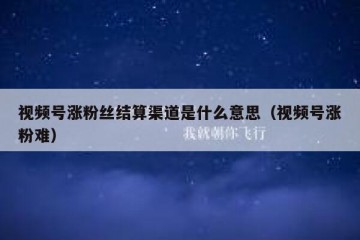 视频号涨粉丝结算渠道是什么意思（视频号涨粉难）