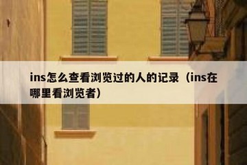 ins怎么查看浏览过的人的记录（ins在哪里看浏览者）