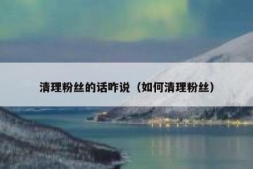 清理粉丝的话咋说（如何清理粉丝）