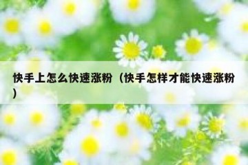 快手上怎么快速涨粉（快手怎样才能快速涨粉）