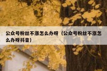 公众号粉丝不涨怎么办呀（公众号粉丝不涨怎么办呀抖音）
