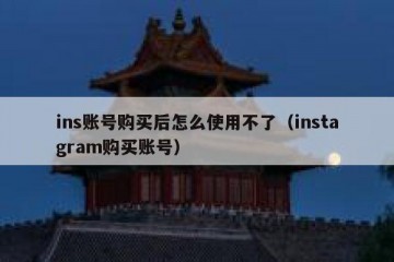 ins账号购买后怎么使用不了（instagram购买账号）