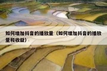 如何增加抖音的播放量（如何增加抖音的播放量和收益）