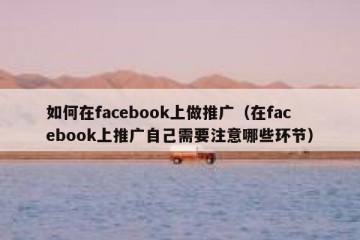 如何在facebook上做推广（在facebook上推广自己需要注意哪些环节）