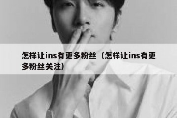 怎样让ins有更多粉丝（怎样让ins有更多粉丝关注）