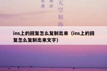 ins上的回复怎么复制出来（ins上的回复怎么复制出来文字）