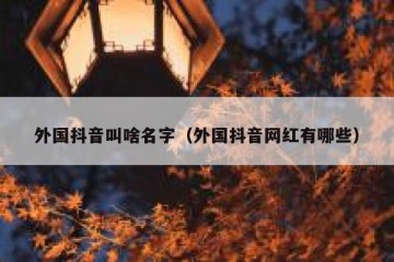 外国抖音叫啥名字（外国抖音网红有哪些）