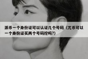 派币一个身份证可以认证几个号码（兀币可以一个身份证买两个号码挖吗?）
